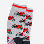 Men's Racing Motorbikes Superbikes Bamboo Socks Grey Red, thumbnail 2 of 4