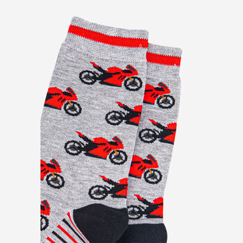 Men's Racing Motorbikes Superbikes Bamboo Socks Grey Red, 2 of 4