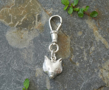 Diamond Eyes Fox Necklace With Swivel Clasp In Sterling Silver, 2 of 4