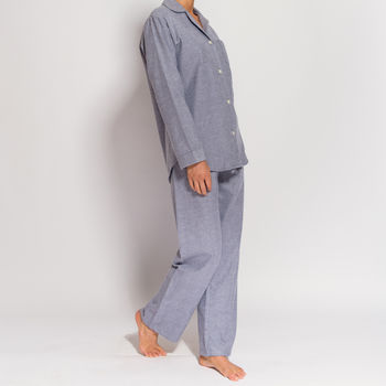 Women's Pyjamas In Ash Grey Herringbone Flannel, 3 of 4