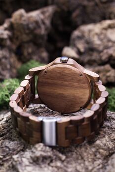 Edinburgh Personalised Wood Watch For Men Made From Walnut, 7 of 10