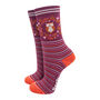 Sleepy Night Owl Striped Bamboo Ankle Socks Women's Burgundy, thumbnail 1 of 4