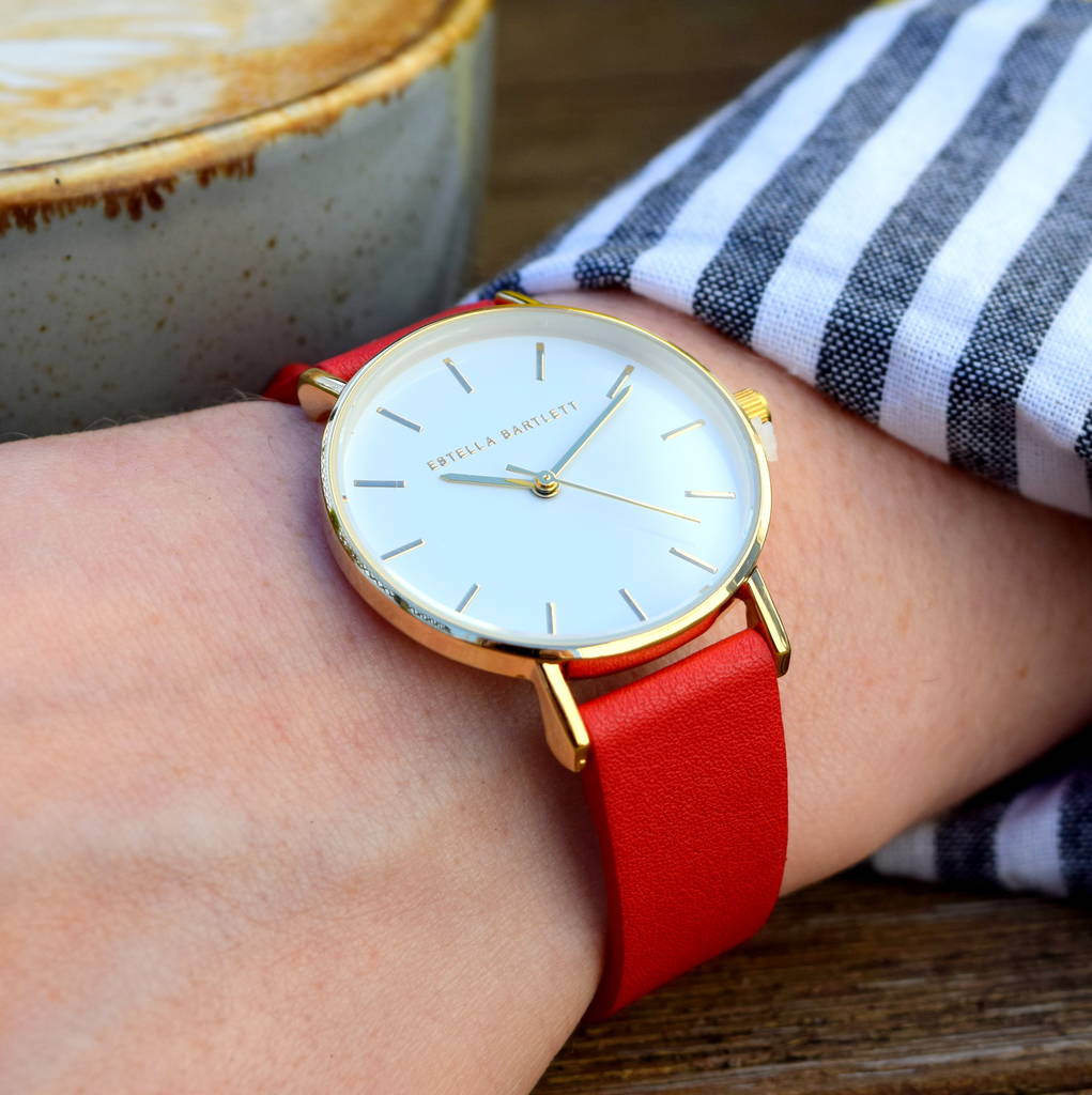 Ladies Watch In Navy, Yellow Or Red By The Alphabet Gift Shop