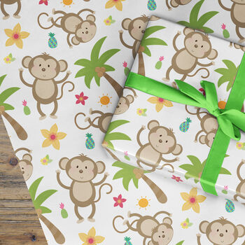 Monkey Palm Tree Wrapping Paper Roll Or Folded, 2 of 3