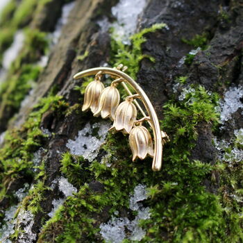 Gold Bluebell Flower Brooch, 14k Gold Plated, 2 of 2