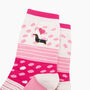 Embroidered Sausage Dog Heart Balloon Combed Cotton Socks In Pink, thumbnail 2 of 4