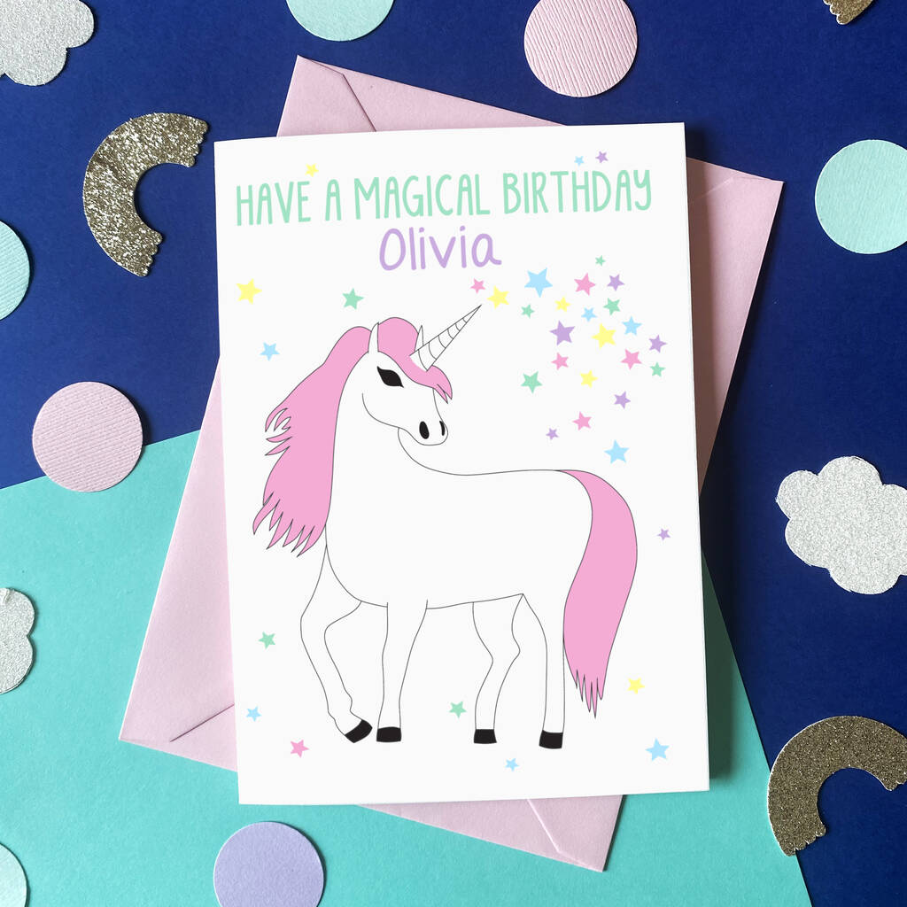 Unicorn Personalised Birthday Card By Sunny Clouds | notonthehighstreet.com