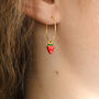 Strawberry Charm Hoop Earrings, thumbnail 2 of 5