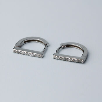 Sterling Silver Crystal Bar Hoop Earrings, 2 of 6