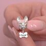 French Bulldog Head Silver Charm Bead Personalised, thumbnail 1 of 5