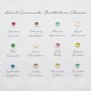 Add A Sterling Silver Four Mm Heart Swarovski Crystal Birthstone, 3 of 7