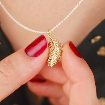 18ct Gold Floating Feather Necklace, 2 of 10