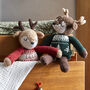Personalised Reindeer Toy With Red Christmas Jumper, thumbnail 2 of 2