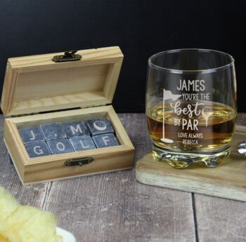Personalised Golfing Glass And Whiskey Stones, 3 of 5