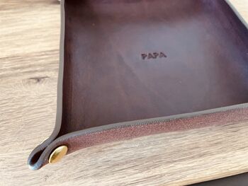 Personalised Leather Desk Coin Tray, Chocolate Brown, 5 of 12