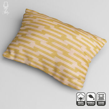 Geometric Yellow Handwoven Ikat Cushion Cover, 4 of 6