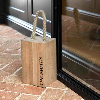 Personalised Solid Oak Door Stop, 2 of 8