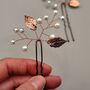 Copper Leaf Hair Pin With Pearls Perfect For Weddings, thumbnail 4 of 10