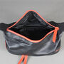 Black Leather Open Top Wash Bag With Orange Zip, thumbnail 7 of 7