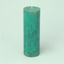 G Decor Vivian Antique Marble Teal Gold Pillar Candle, thumbnail 3 of 5