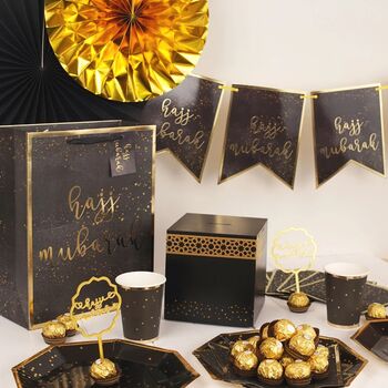 Hajj Mubarak Gift Bags Black And Gold Three Pack, 3 of 3