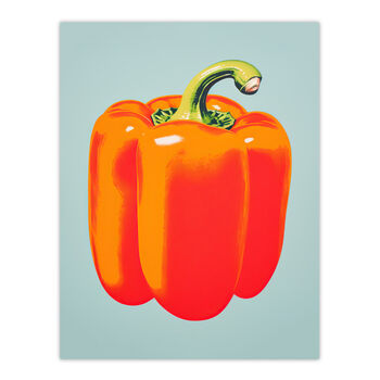 Minimalist Bell Pepper Kitchen Orange Wall Art Print, 6 of 6