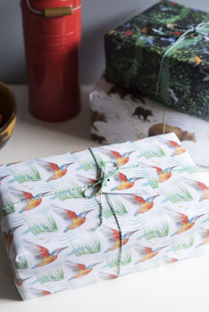 'Kingfisher River' Luxury, Recycled Wrapping Paper Pack, 3 of 8
