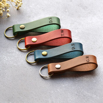 Personalised Leather Keyrings Groomsmen Wedding Gifts, 2 of 8