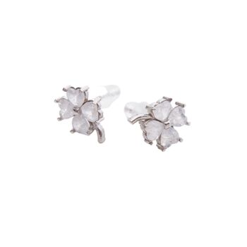 Four Leaf Clover Sterling Silver Stud Earring White, 5 of 5