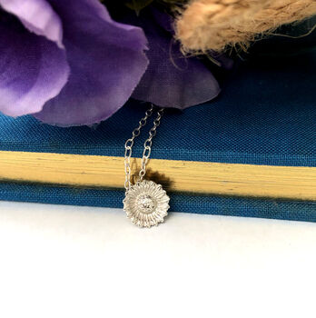 Sterling Silver Mini Sunflower Necklace, 5 of 12
