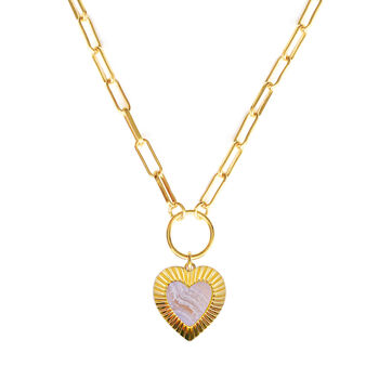 Gold Plated Semi Precious Agate Heart Necklace, 2 of 7