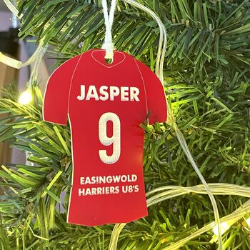 Personalised Colour Sports Shirt Christmas Decorations, 4 of 7