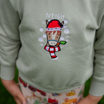 Horse Christmas Embroidered Jumper, 2 of 3