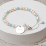 Personalised Silver T Bar Pearl And Amazonite Bracelet, thumbnail 2 of 4