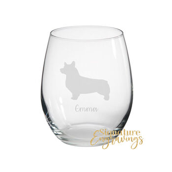 Personalised Pembroke Welsh Corgi Engraved Glass, 4 of 6