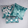 Forest Green And Blush Velvet Patterned Cushion, thumbnail 7 of 8