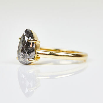 Pear Shape Salt And Pepper Diamond Engagement Ring, 3 of 4