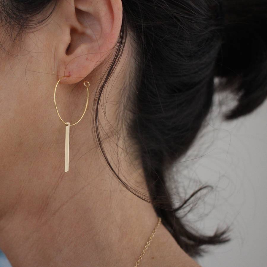 Skinny Bar Gold Hoop Earrings By A Box For My Treasure