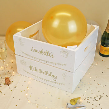 Personalised Celebration Crate With Metallic Text, 3 of 6