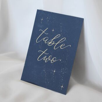 Personalised Celestial Wedding Table Number Name Card, 4 of 5