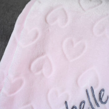 Personalised Fleece Baby Blanket With Hearts, 4 of 5