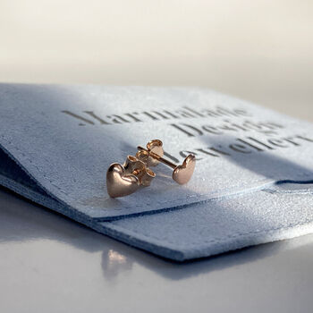 Mothers Day Rose Gold Plated Sterling Silver Heart Studs, 2 of 7