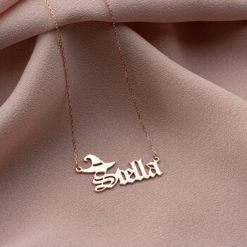 Personalised Ghost Bat Witch Pumpkin Name Necklace, 10 of 11