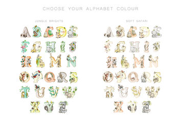 Kid's Bright Jungle Animal Alphabet Nursery Art Print, 5 of 9