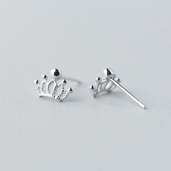 Sterling Silver Royal Crown Stud Earrings, 2 of 4