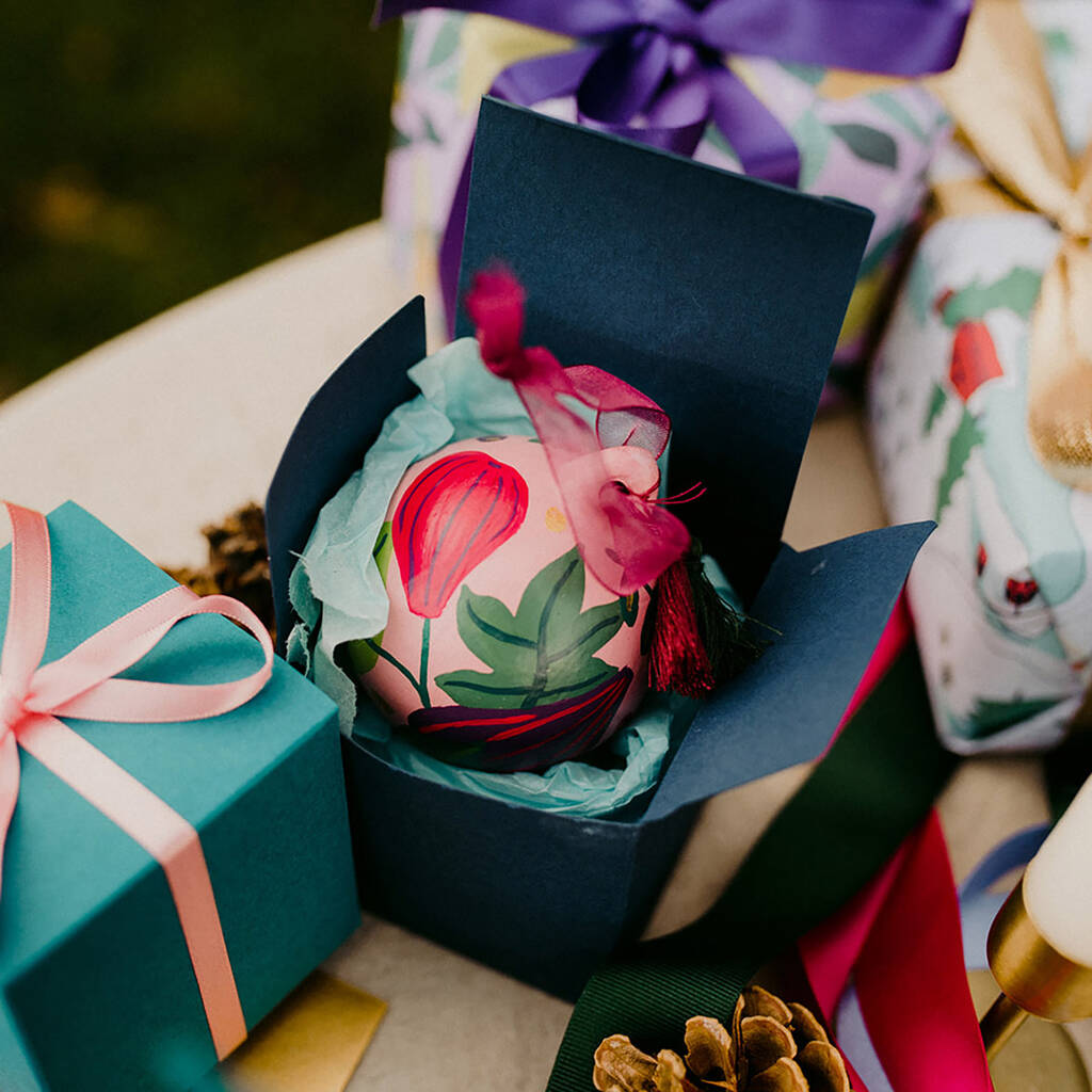 Botanical Fruits Christmas Ceramic Bauble By Laura Barnes