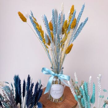 Blue Dried Flowers With Personalised Vase Christmas Gift, 4 of 8