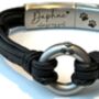 Personalised Mixed Black Leathers Memorial Bracelet With 'Circle Of Life' Urn For Ashes, thumbnail 4 of 12