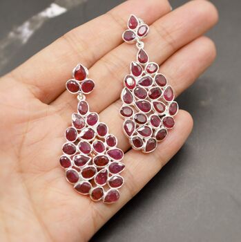 Red Ruby Sterling Silver Earrings, 3 of 10