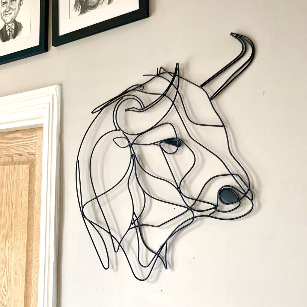 Taurus Bull Wire Wall Art By London Garden Trading 